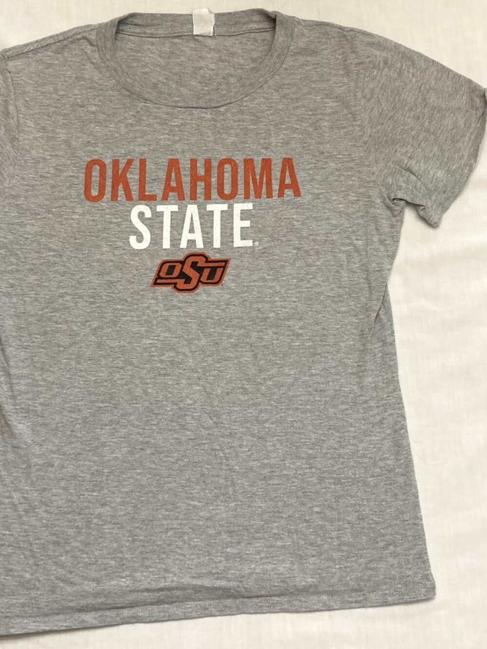 S Oklahoma State Cowboys Shirt Women's Small Gray OSU University Short Sleeve